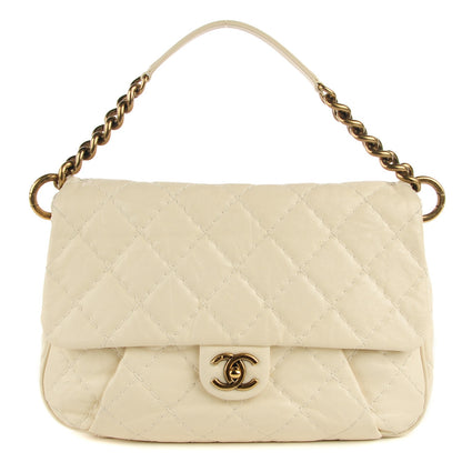Chanel Crumpled Caviar Coco Pleats Messenger Flap Ivory 1 of 8