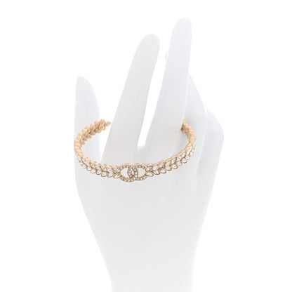 Chanel Crystal Sparkling Wheat CC Cuff S Bracelet Gold 2 of 4