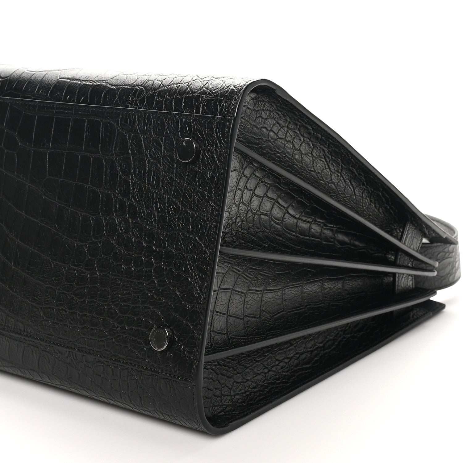 Saint Laurent Calfskin Crocodile Embossed Large Sac De Jour Carryall Black 10 of 10