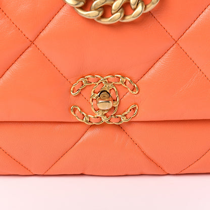 Chanel Goatskin Quilted Medium 19 Flap Orange 9 of 10