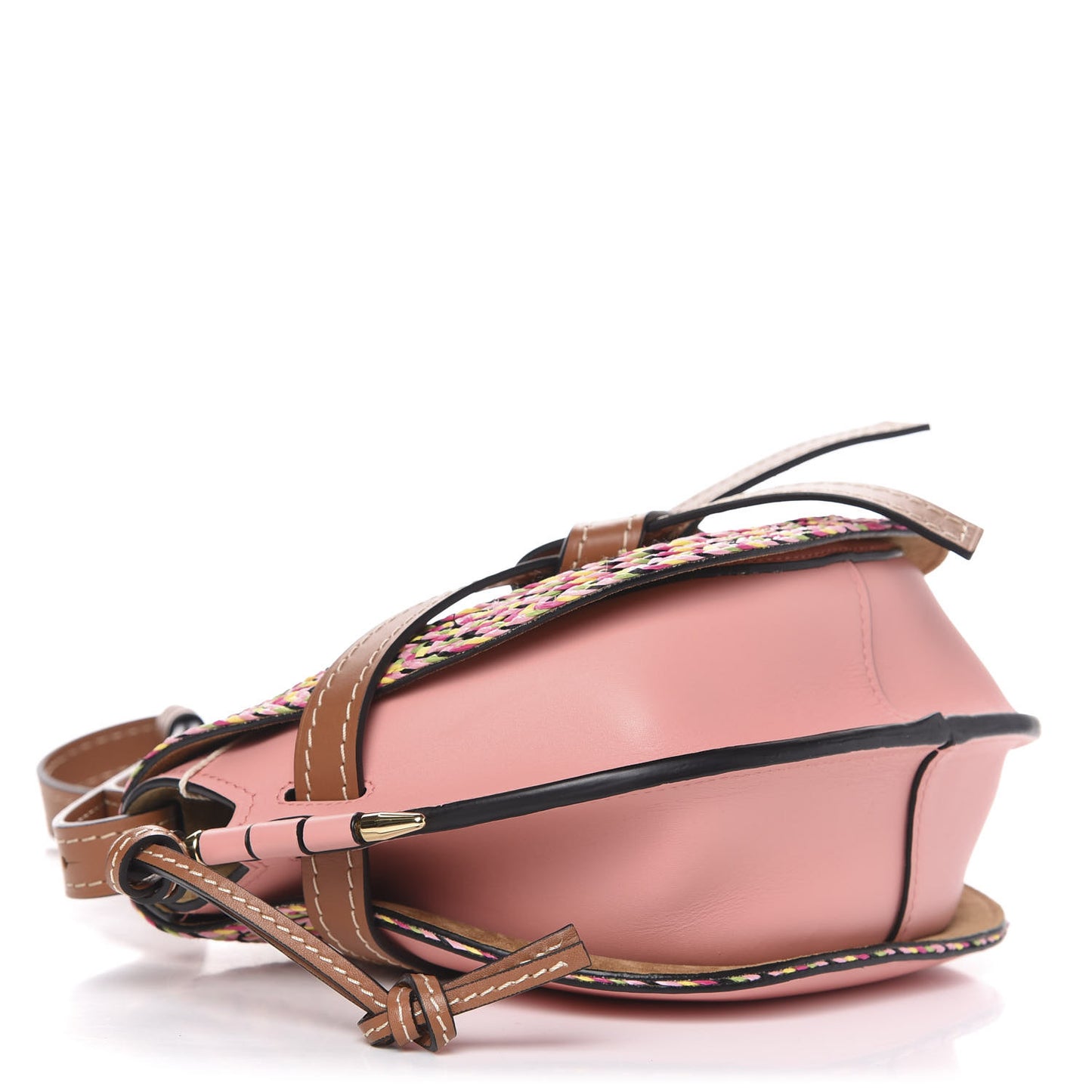 Calfskin Woven Raffia Small Gate Crossbody Bag Blossom