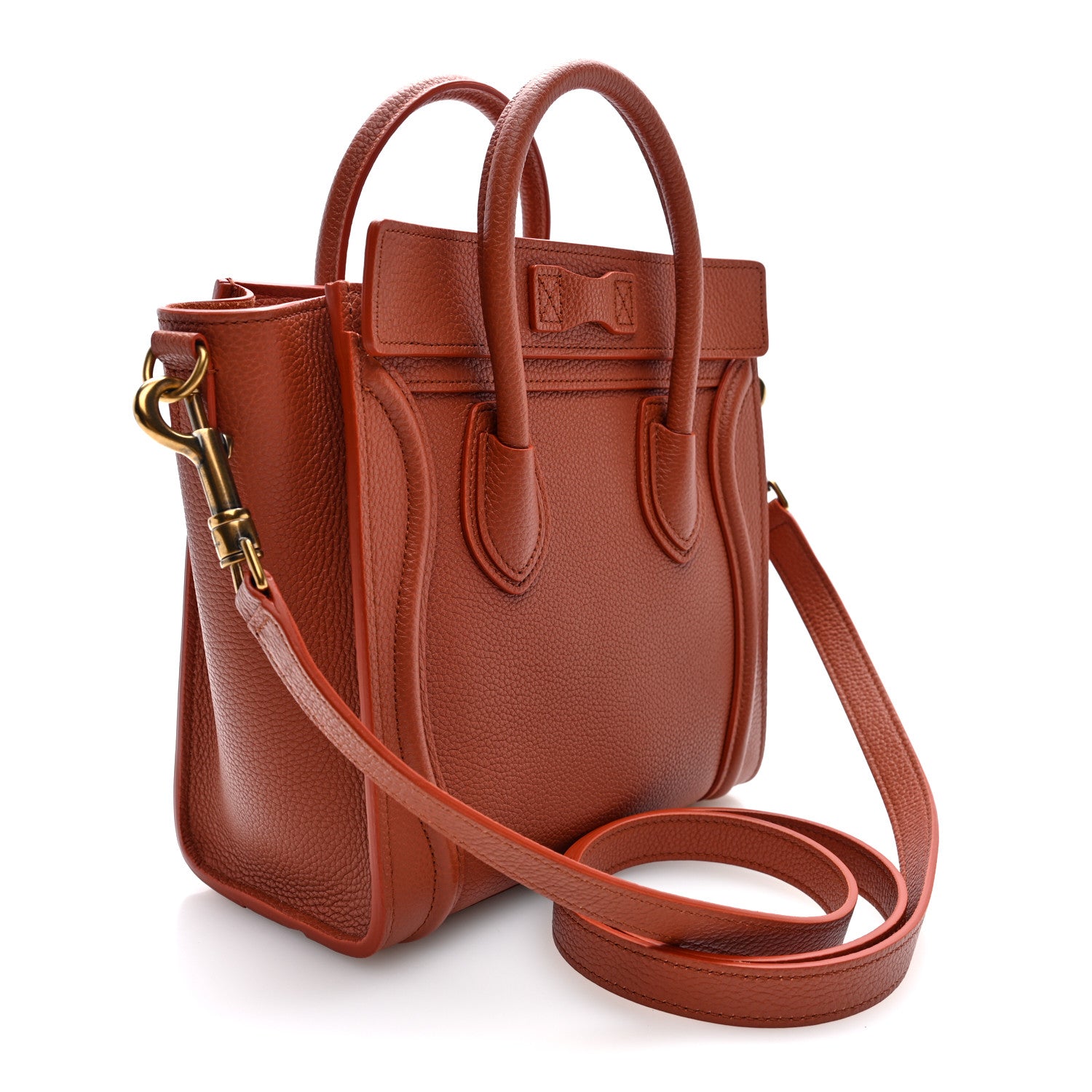 Celine Drummed Calfskin Nano Luggage Terracotta 3 of 10