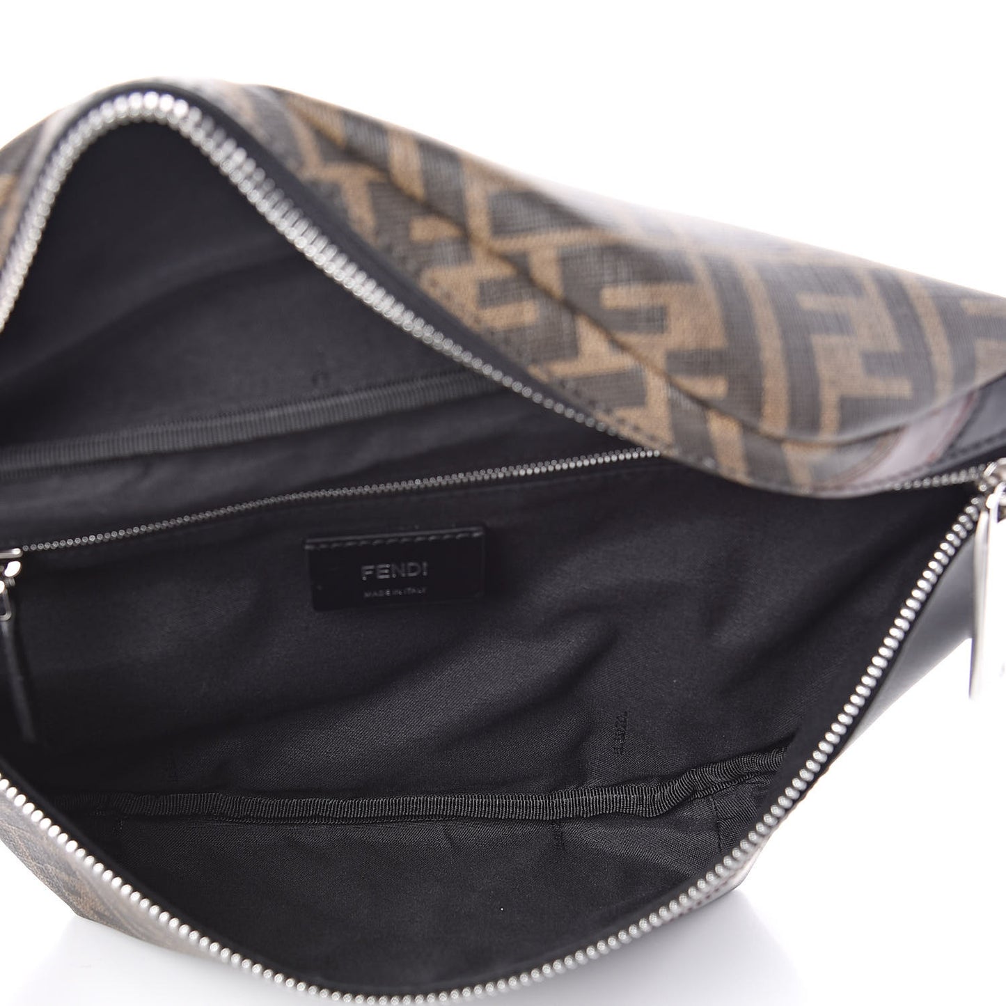Glazed Fabric Vitello Liberty FF 1974 Diagonal Belt Bag Tobacco Moresco Black