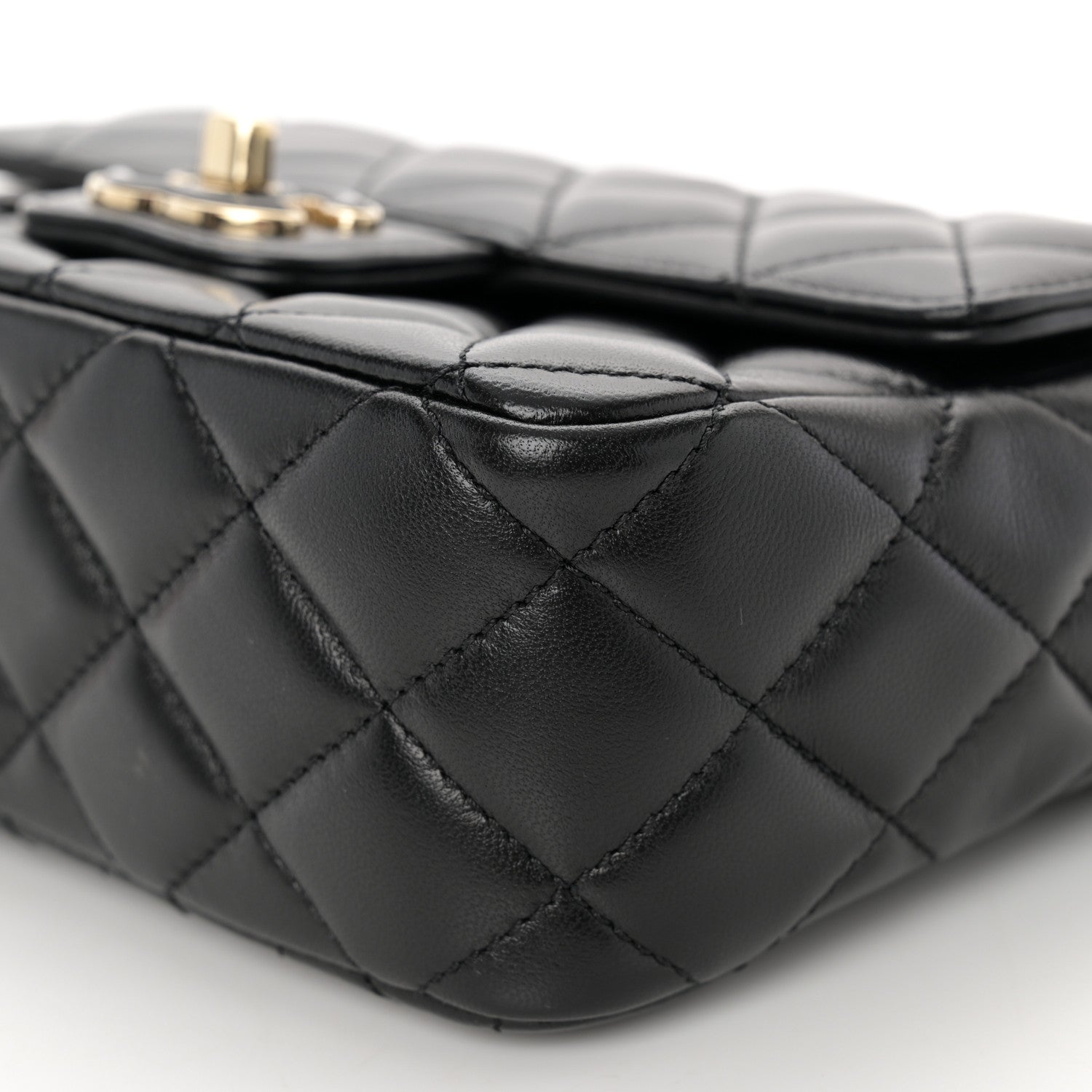 Chanel Lambskin Resin Quilted Mini Heart Square Flap Black 10 of 10