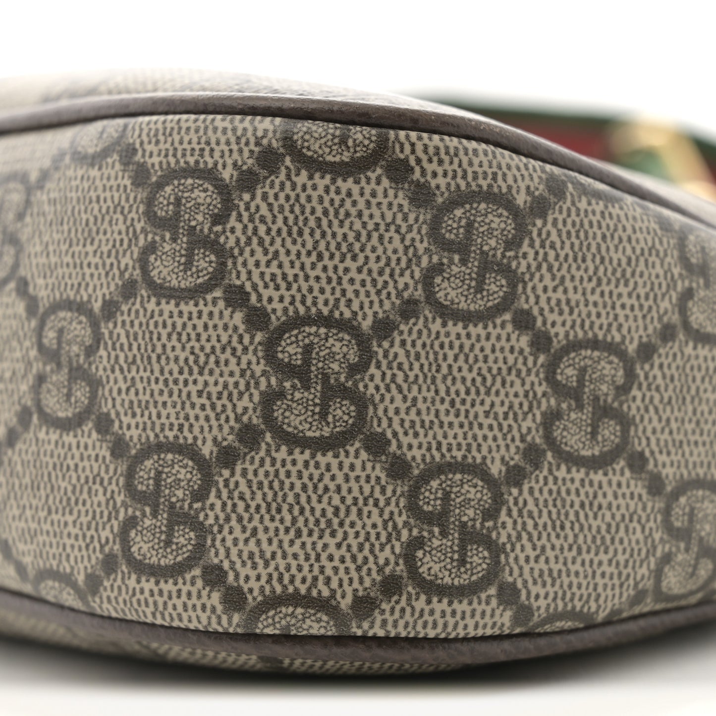 GG Supreme Monogram Textured Dollar Calfskin Web Small Ophidia GG Handbag Beige Ebony New Acero
