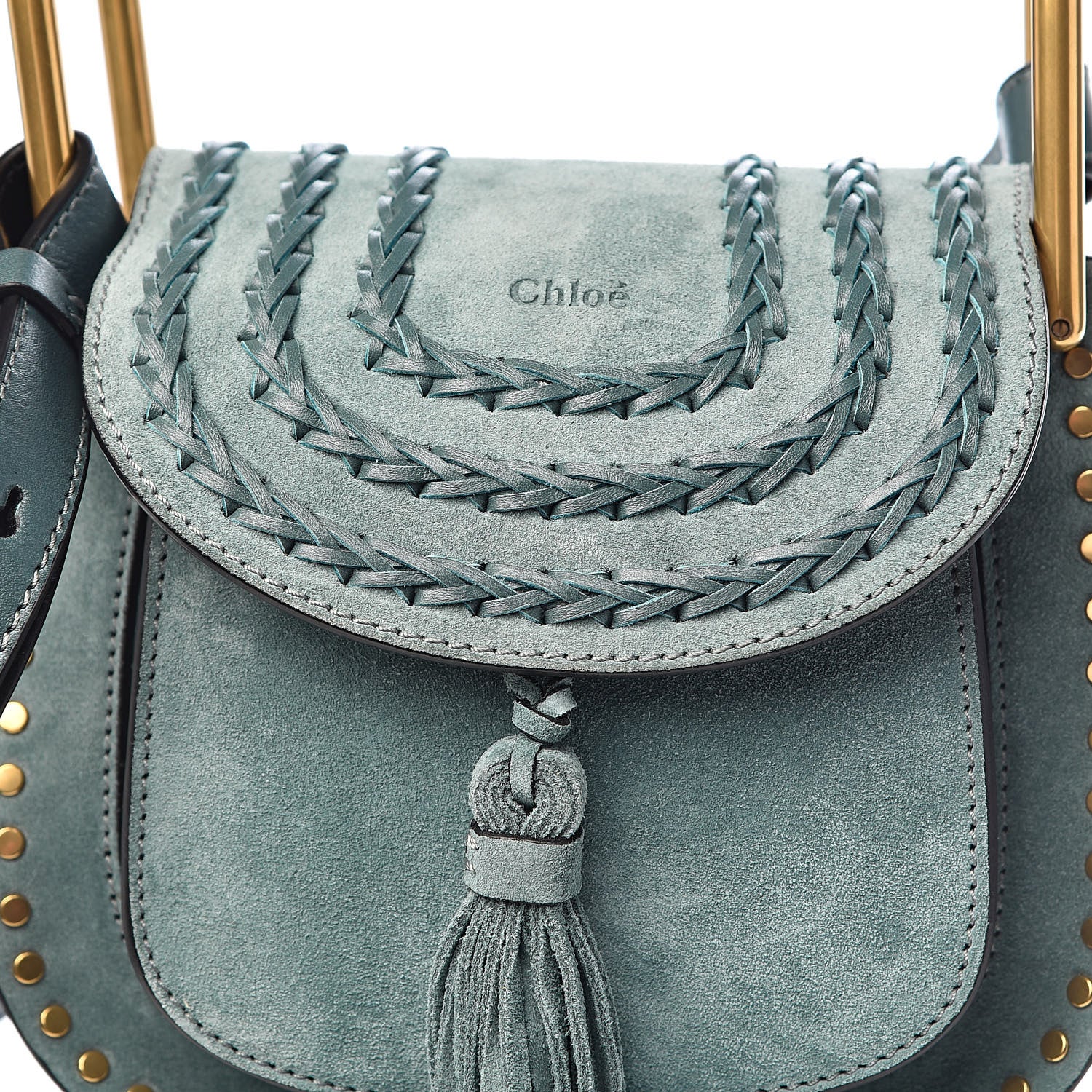 Chloe Suede Calfskin Braided Mini Hudson Shoulder Bag Cloudy Blue 10 of 10
