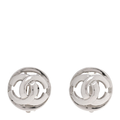 Chanel Metal CC Clip On Earrings Silver 1 of 4