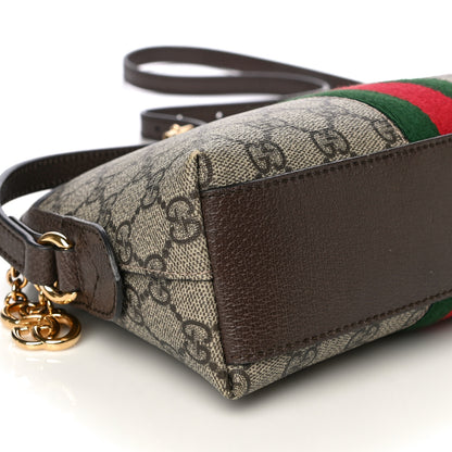Gucci GG Supreme Monogram Textured Dollar Calfskin Web Small Ophidia Dome Shoulder Bag Beige Ebony New Acero 11 of 15