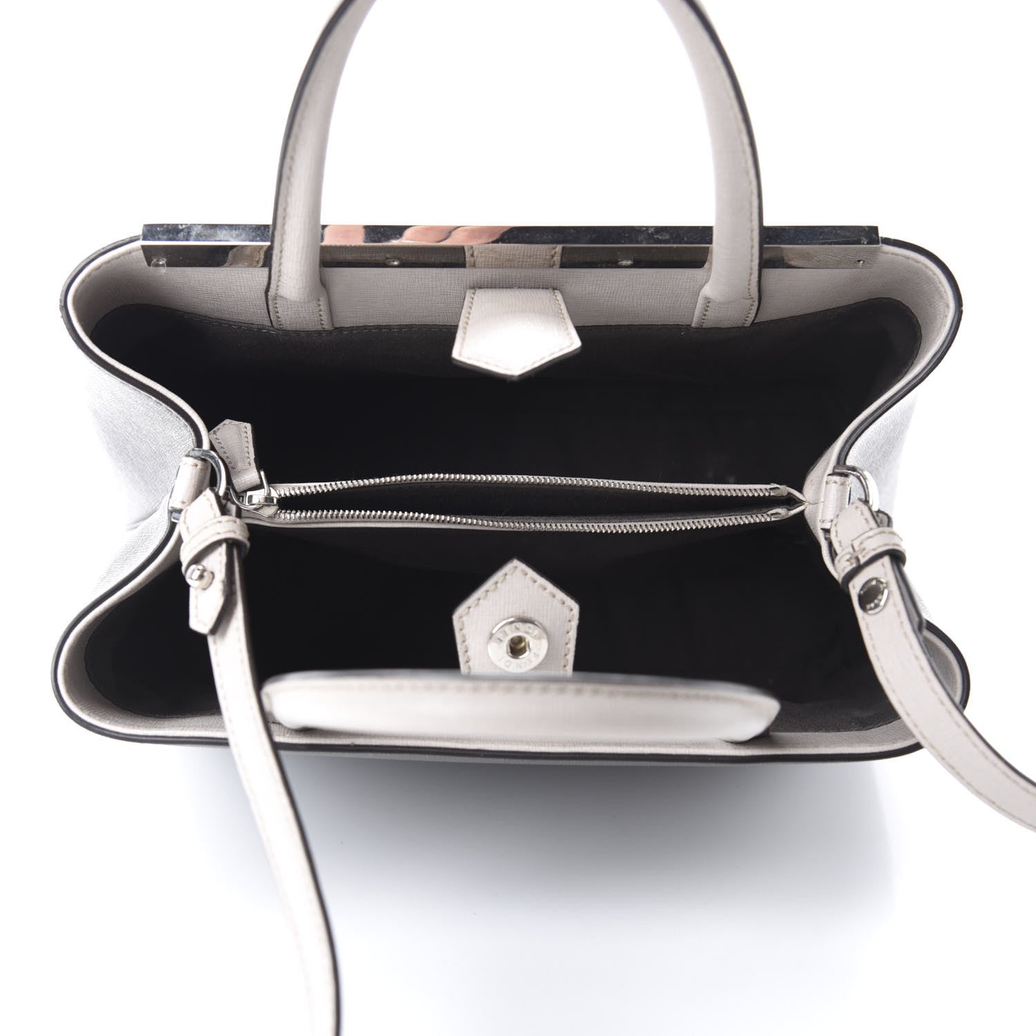 Fendi Vitello Elite Monster Eyes Studded Petite 2Jours Tote Carbone White Multicolor 5 of 10