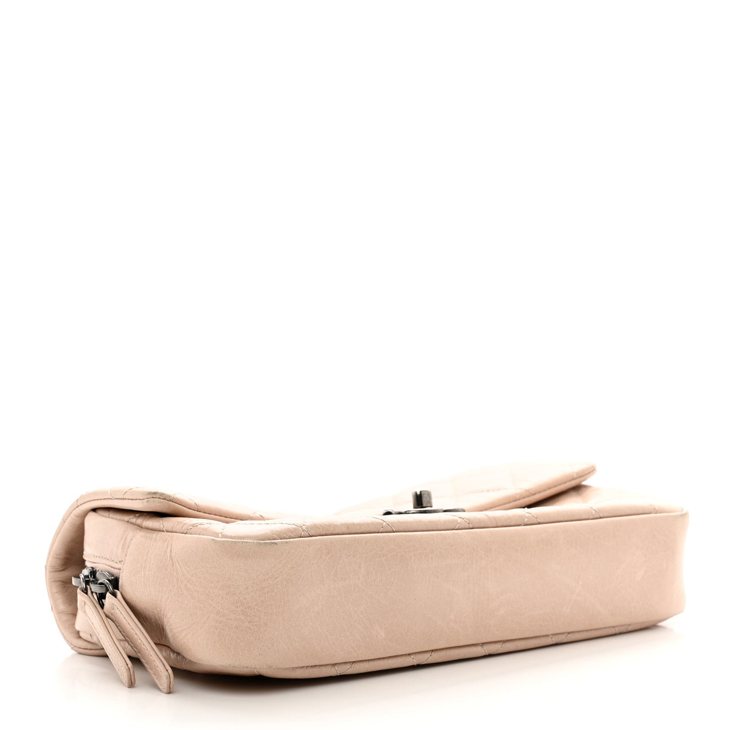 Glazed Calfskin Quilted Medium Duo Color Flap Light Pink