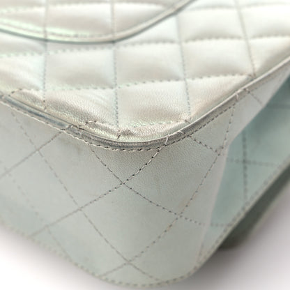 Chanel Iridescent Lambskin Quilted Medium Double Flap Light Blue 11 of 13