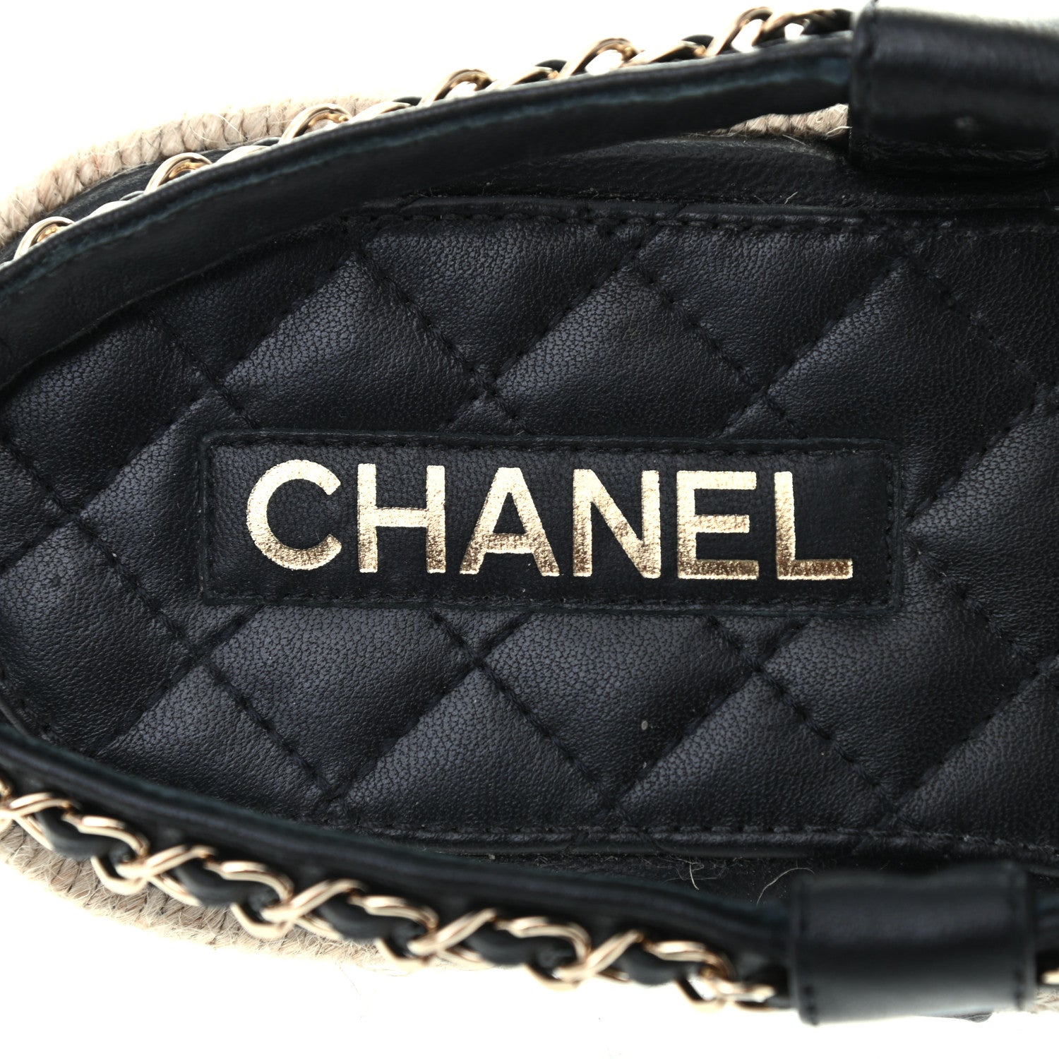 Chanel Lambskin Chain CC Thong Espadrille Sandals 39 Black 6 of 8