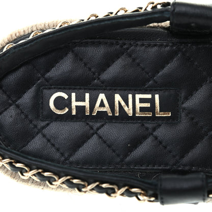 Chanel Lambskin Chain CC Thong Espadrille Sandals 39 Black 6 of 8