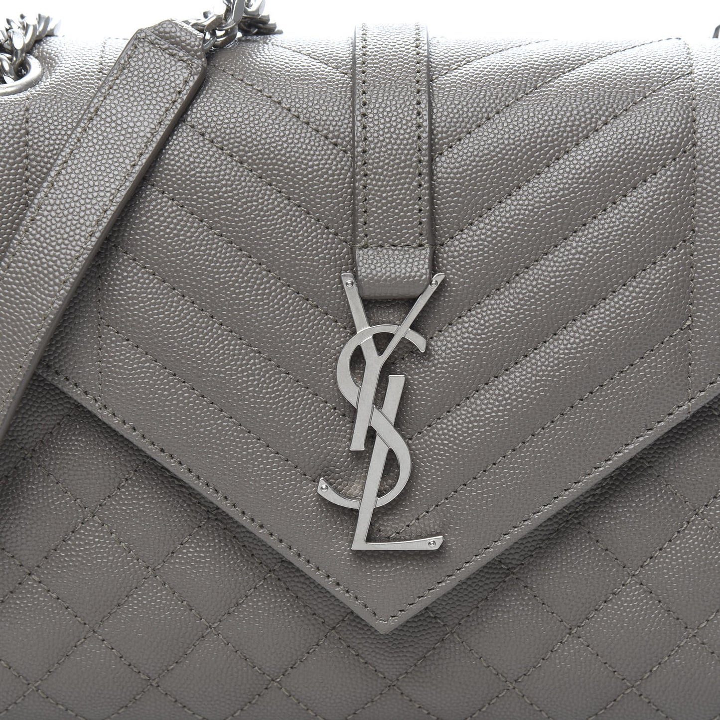Grain De Poudre Textured Mixed Matelasse Medium Triquilt Monogram Satchel Earth