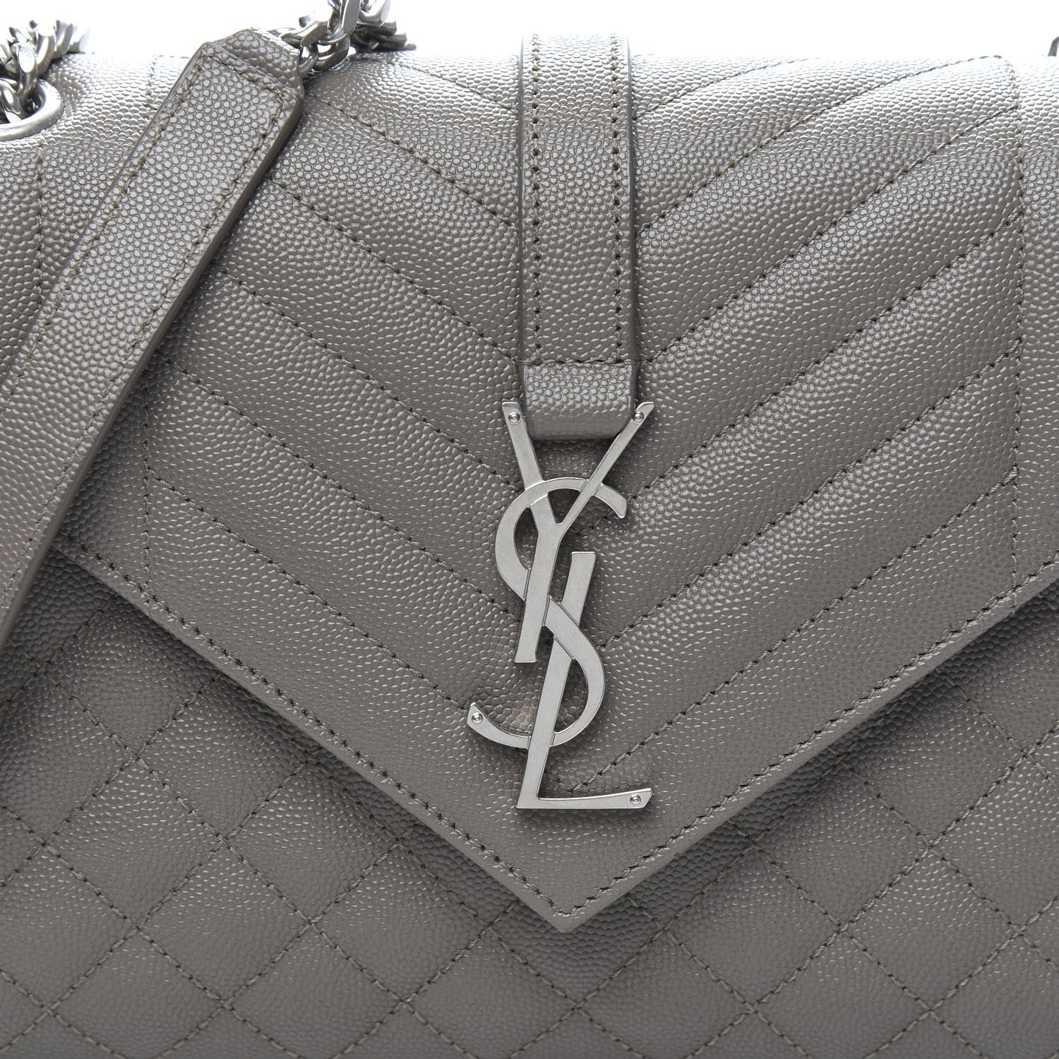 Saint Laurent Grain De Poudre Textured Mixed Matelasse Medium Triquilt Monogram Satchel Earth 9 of 9