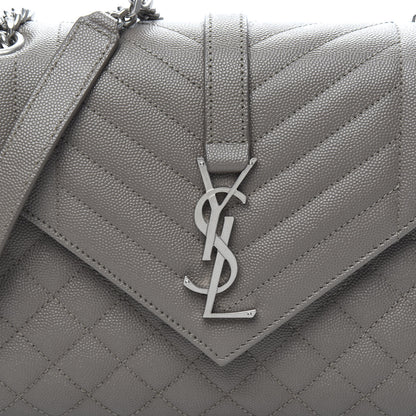 Saint Laurent Grain De Poudre Textured Mixed Matelasse Medium Triquilt Monogram Satchel Earth 9 of 9