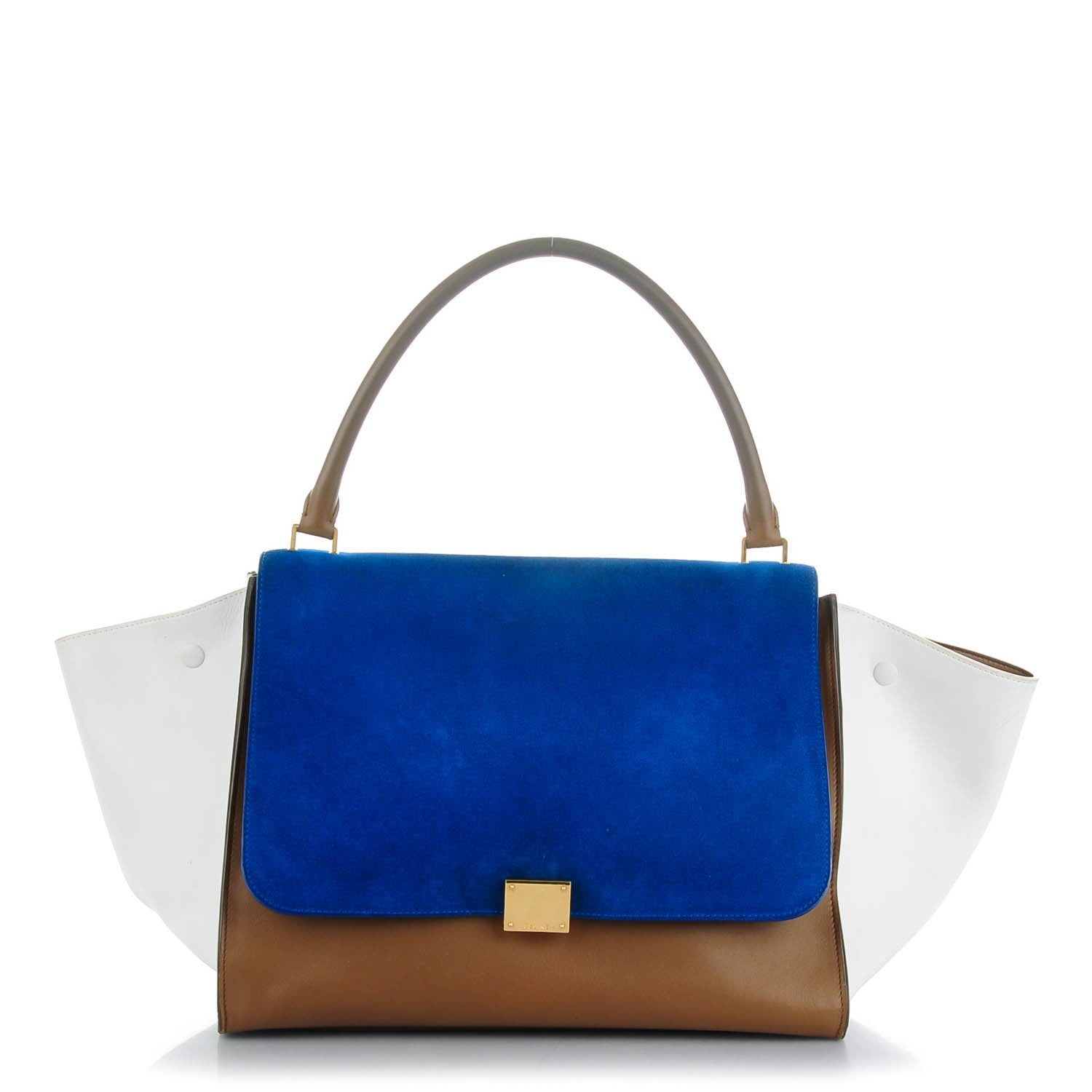 Celine Smooth Calfskin Suede Large Tri-Color Trapeze Bright Blue 1 of 9