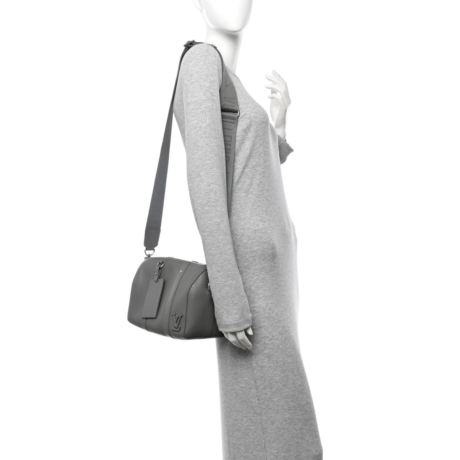 Louis Vuitton Grained Calfskin Aerogram City Keepall Gris 2 of 11