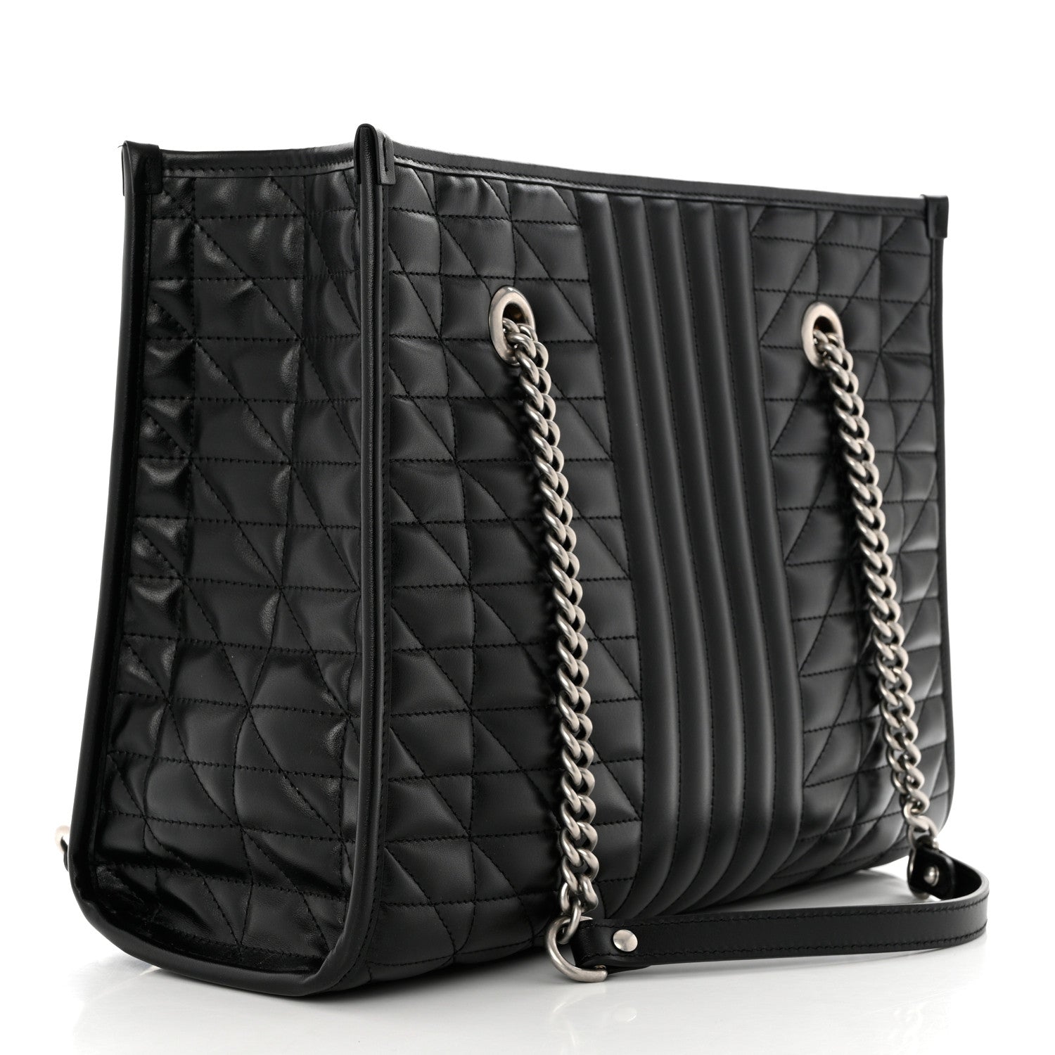 Gucci Calfskin Matelasse Aria Medium GG Marmont Shoulder Tote Black 3 of 10