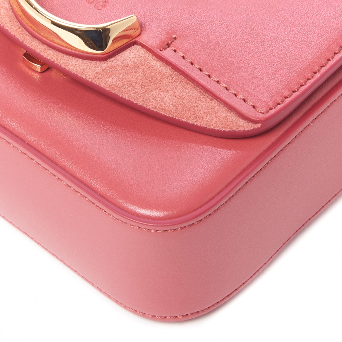 Shiny Calfskin Suede Mini C Double Carry Scarlet Pink