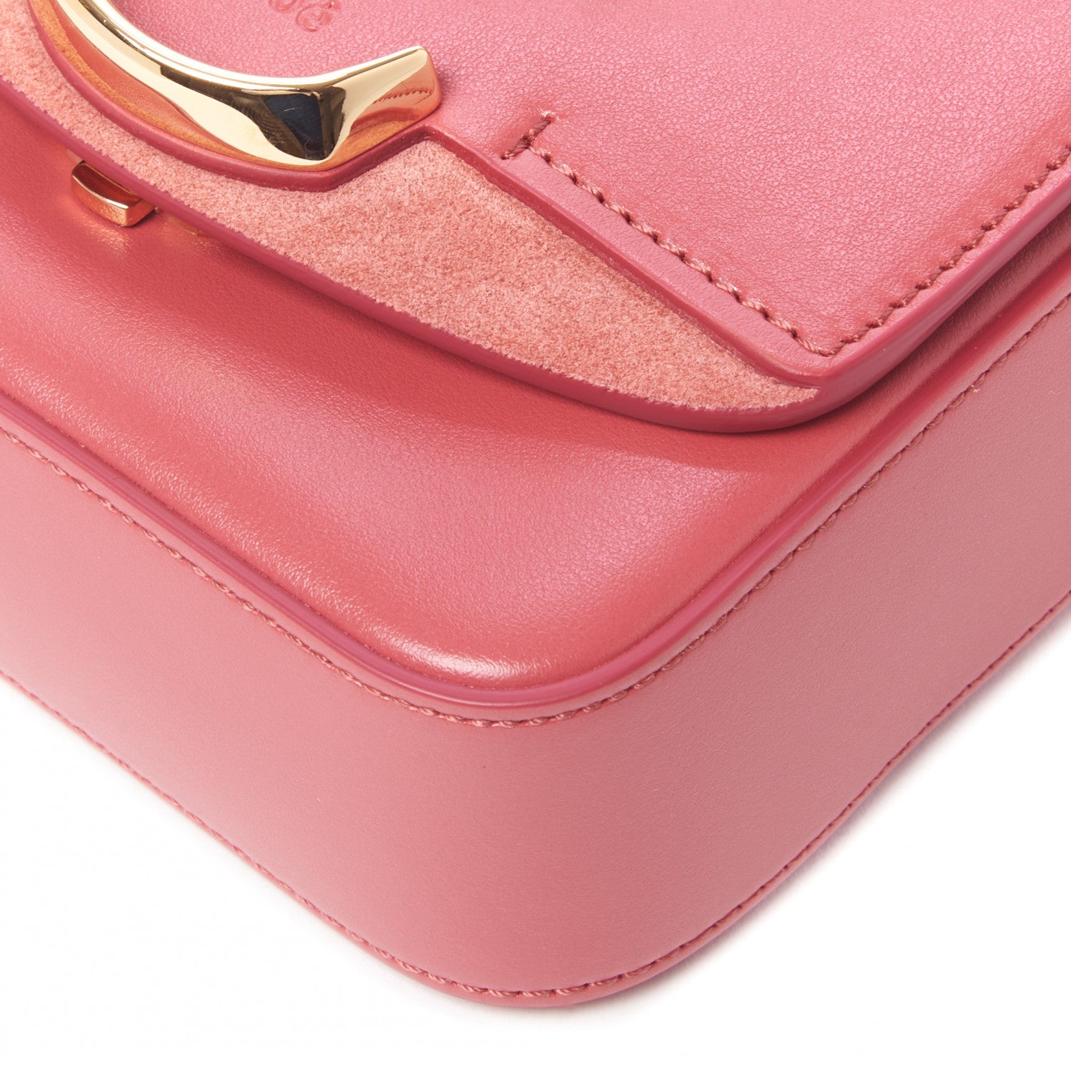 Chloe Shiny Calfskin Suede Mini C Double Carry Scarlet Pink 4 of 7