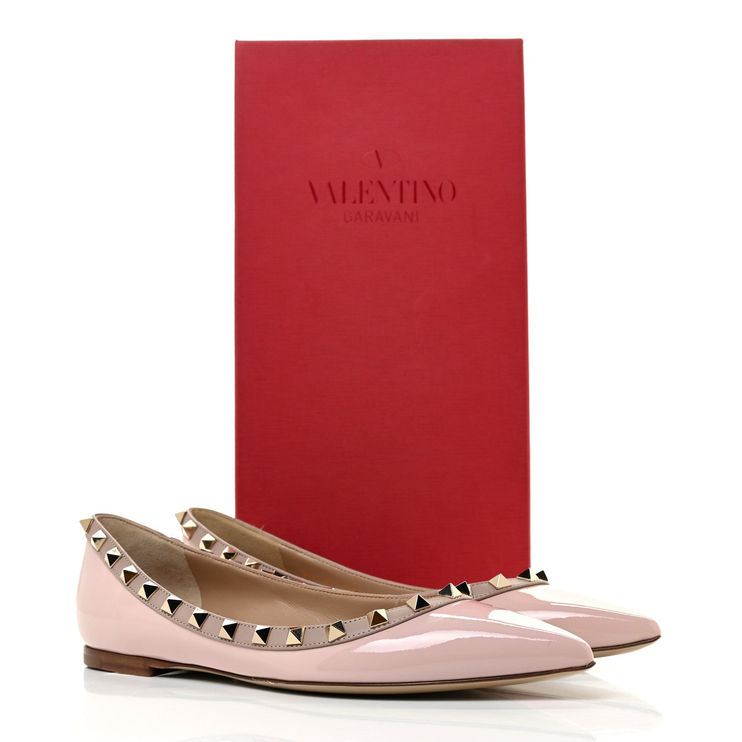 Valentino Garavani Patent Rockstud Ballerina Flats 37 Water Rose Poudre 8 of 8