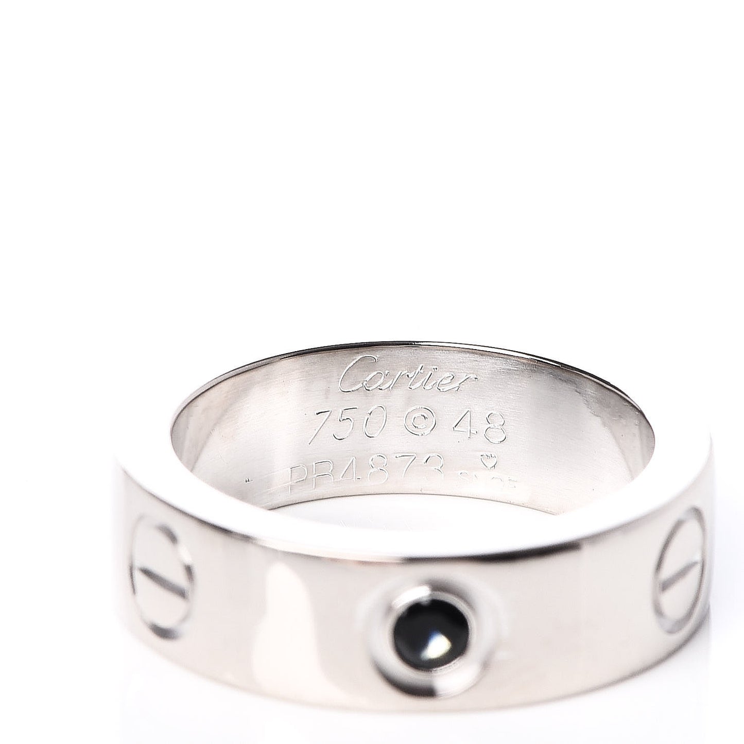 18K White Gold Sapphire 5.5mm LOVE Ring 48 4.5