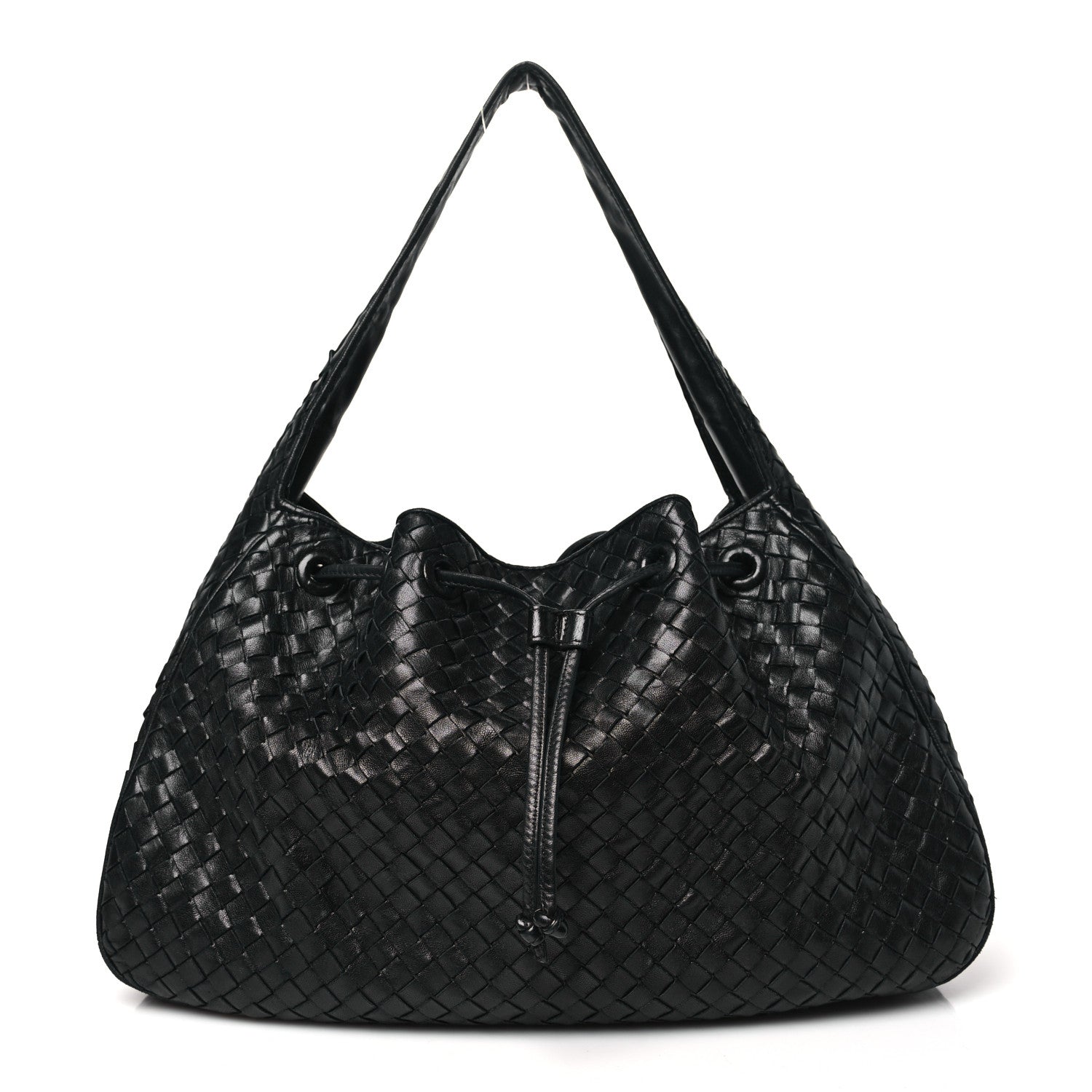 Bottega Veneta Nappa Intrecciato Drawstring Hobo Bag Black 1 of 13