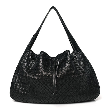 Bottega Veneta Nappa Intrecciato Drawstring Hobo Bag Black 1 of 13