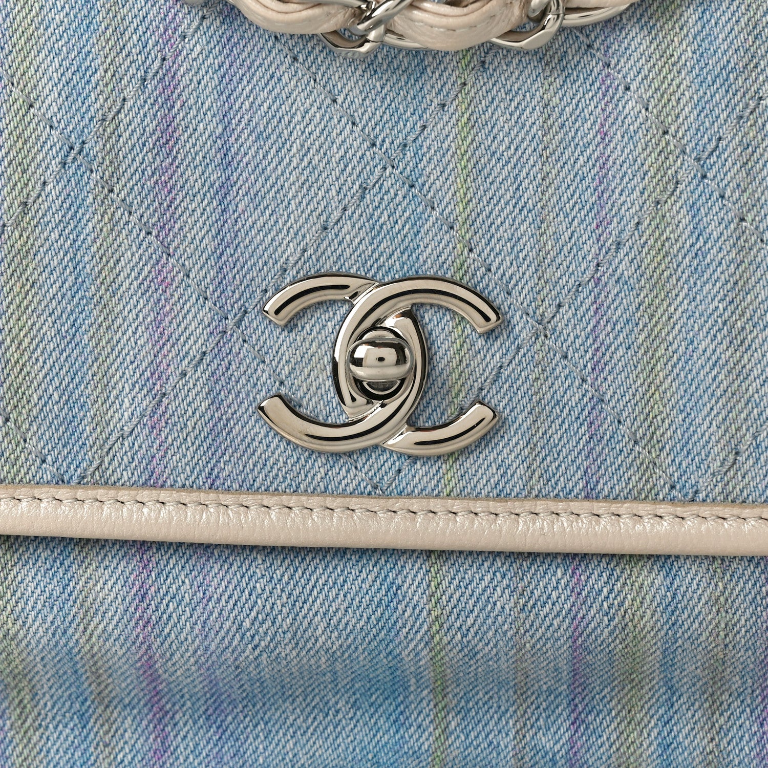 Chanel Denim Calfskin Quilted Jungle Stroll Messenger Bag Blue Multicolor 8 of 11