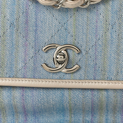 Chanel Denim Calfskin Quilted Jungle Stroll Messenger Bag Blue Multicolor 8 of 11