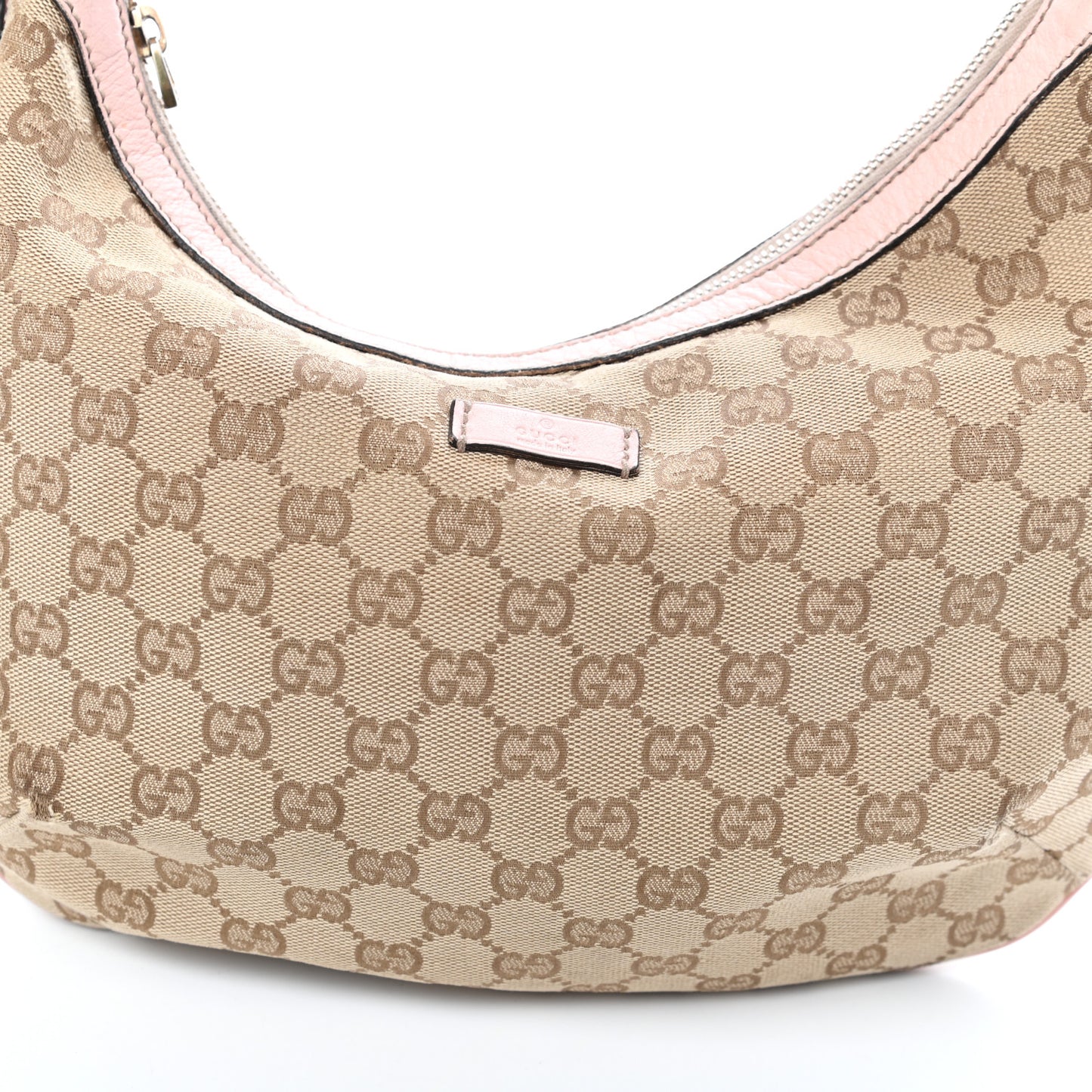 Monogram Web Medium Half Moon Hobo Blue Pink