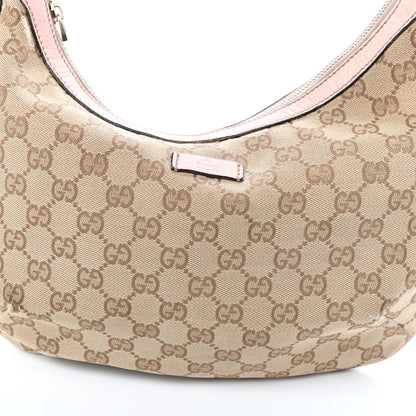 Gucci Monogram Web Medium Half Moon Hobo Blue Pink 11 of 15
