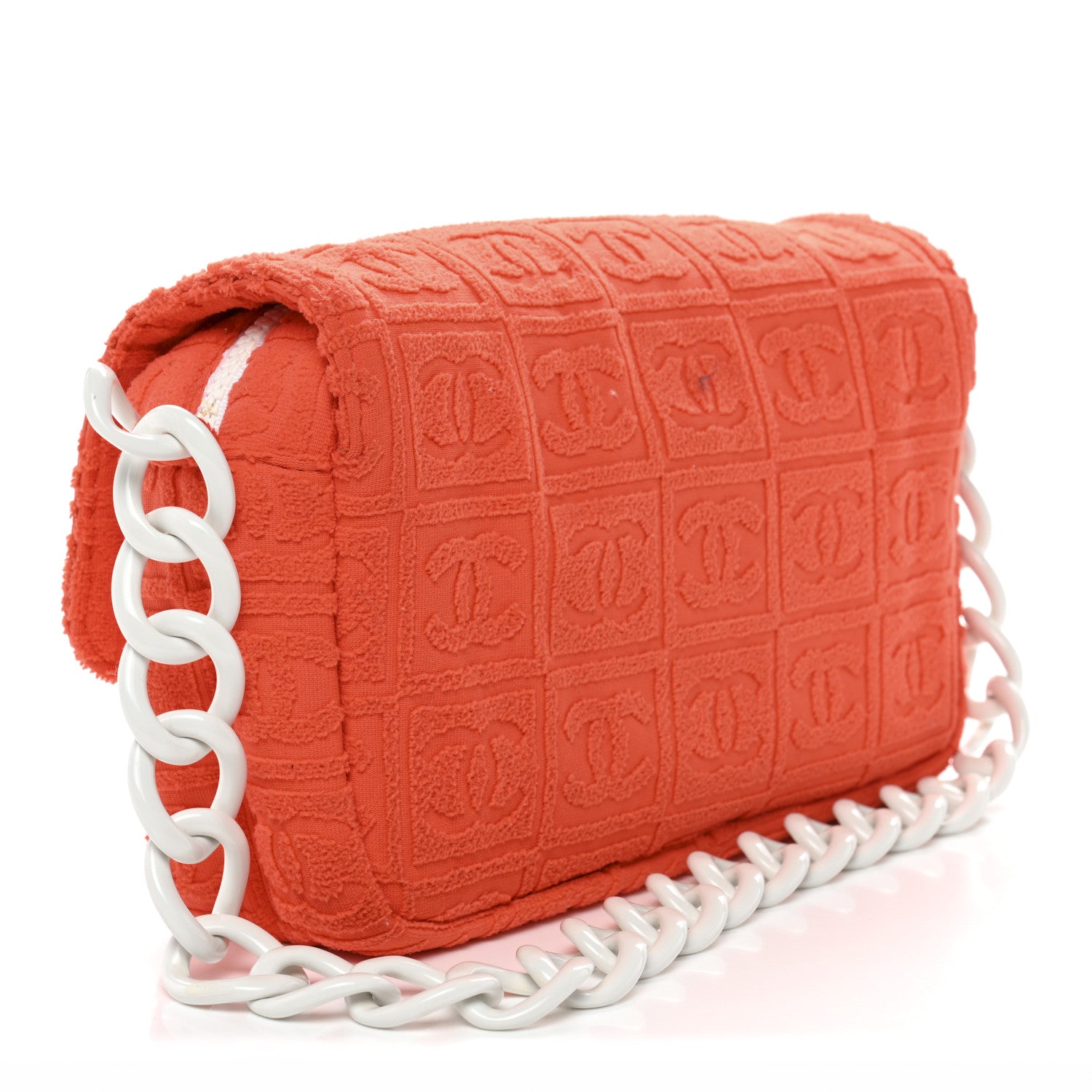 Chanel Terry Cloth CC Medium Single Flap Orange 3 of 12