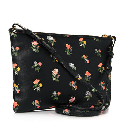 Saint Laurent Calfskin Flower Printed Small Monogram Crossbody Bag Black Multicolor 2 of 16