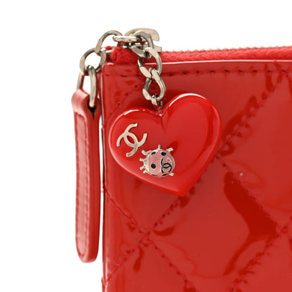Chanel Patent Calfskin Quilted Valentine Hearts Medium O Cosmetic Case Red 8 of 9