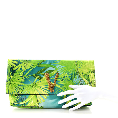 Versace Calfskin Jungle Print Clutch Verde Multicolor 2 of 6