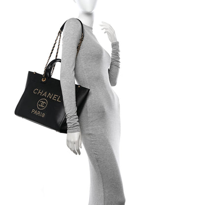 Chanel Caviar Small Studded Deauville Tote Black 2 of 12