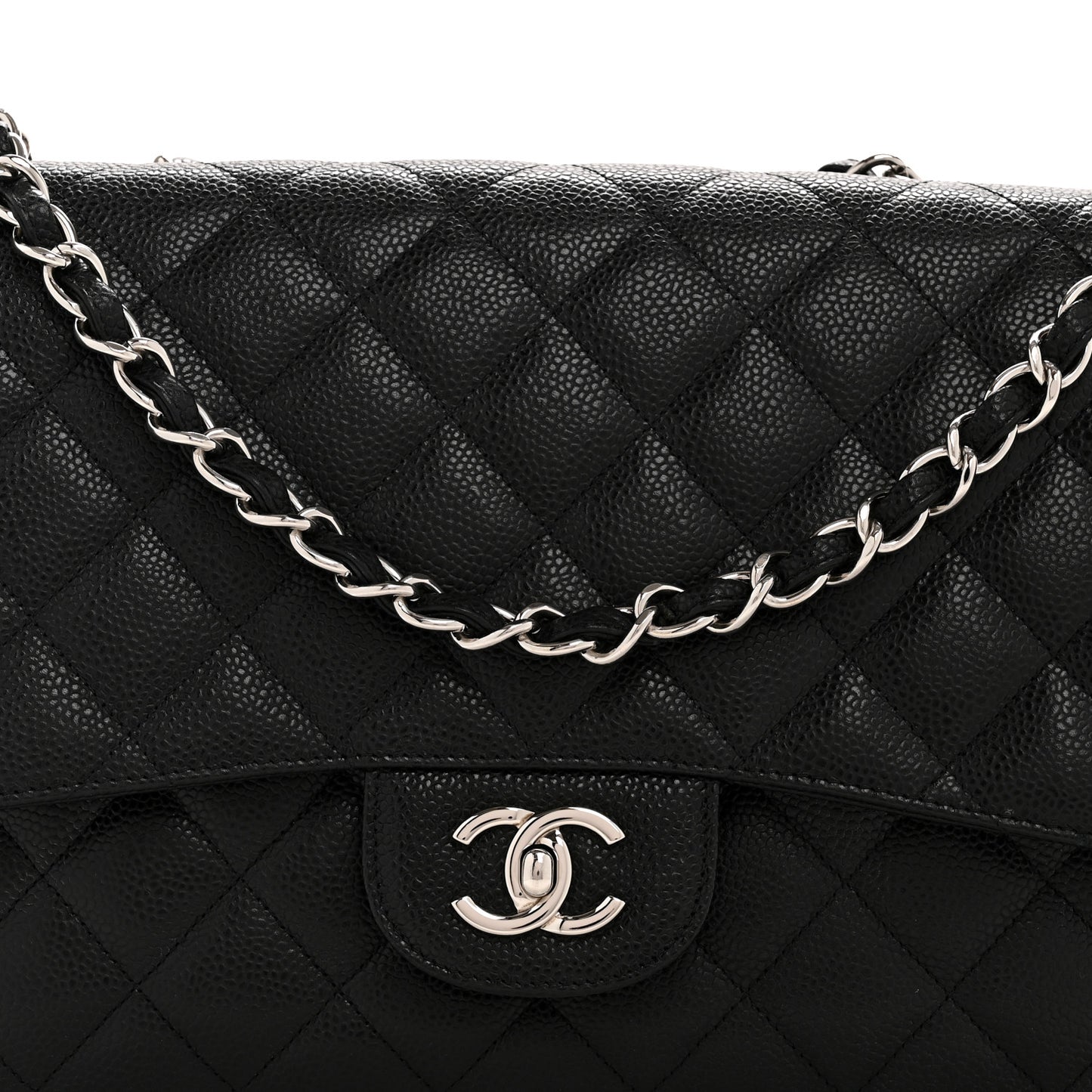 Caviar Quilted Jumbo Single Flap Black