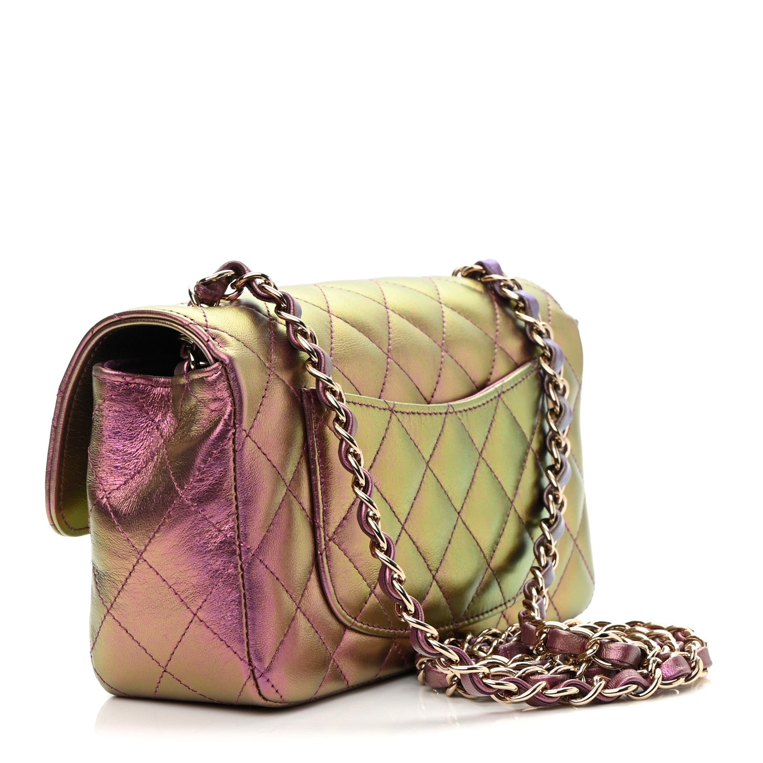 Chanel Iridescent Lambskin Quilted Mini Rectangular Flap Purple 3 of 9