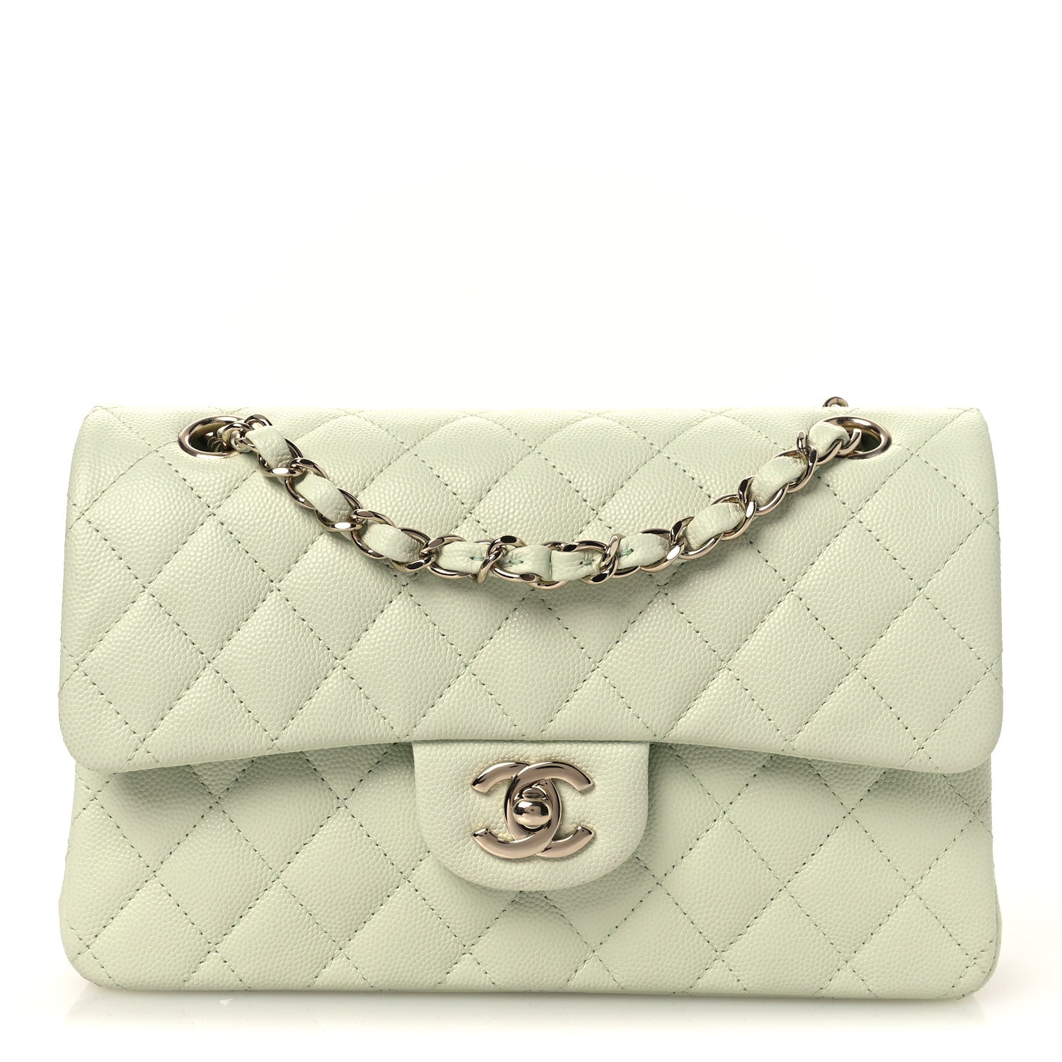 Chanel Caviar Quilted Small Double Flap Light Green 1 of 10