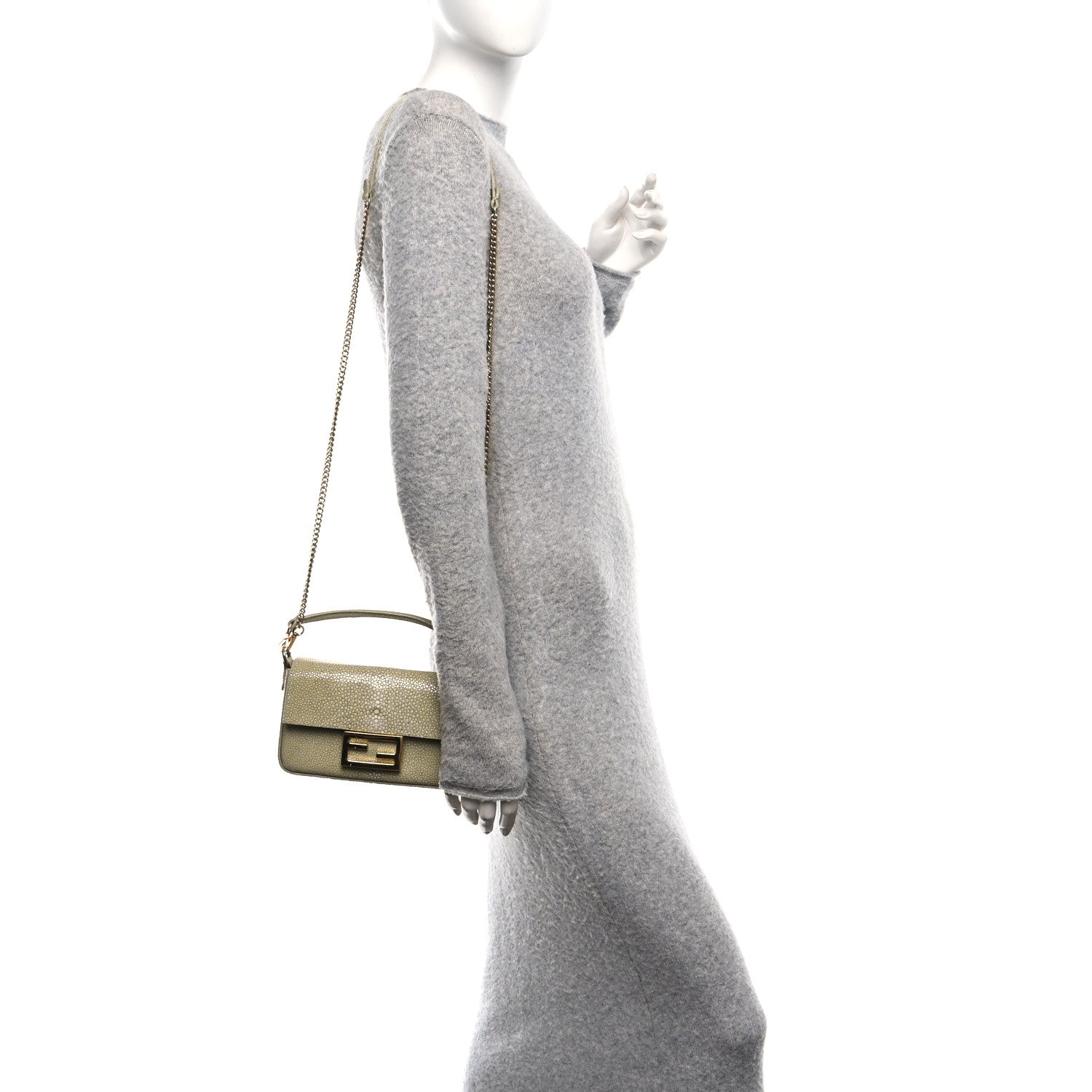 Fendi Stingray Mini Baguette Sage Green 2 of 10