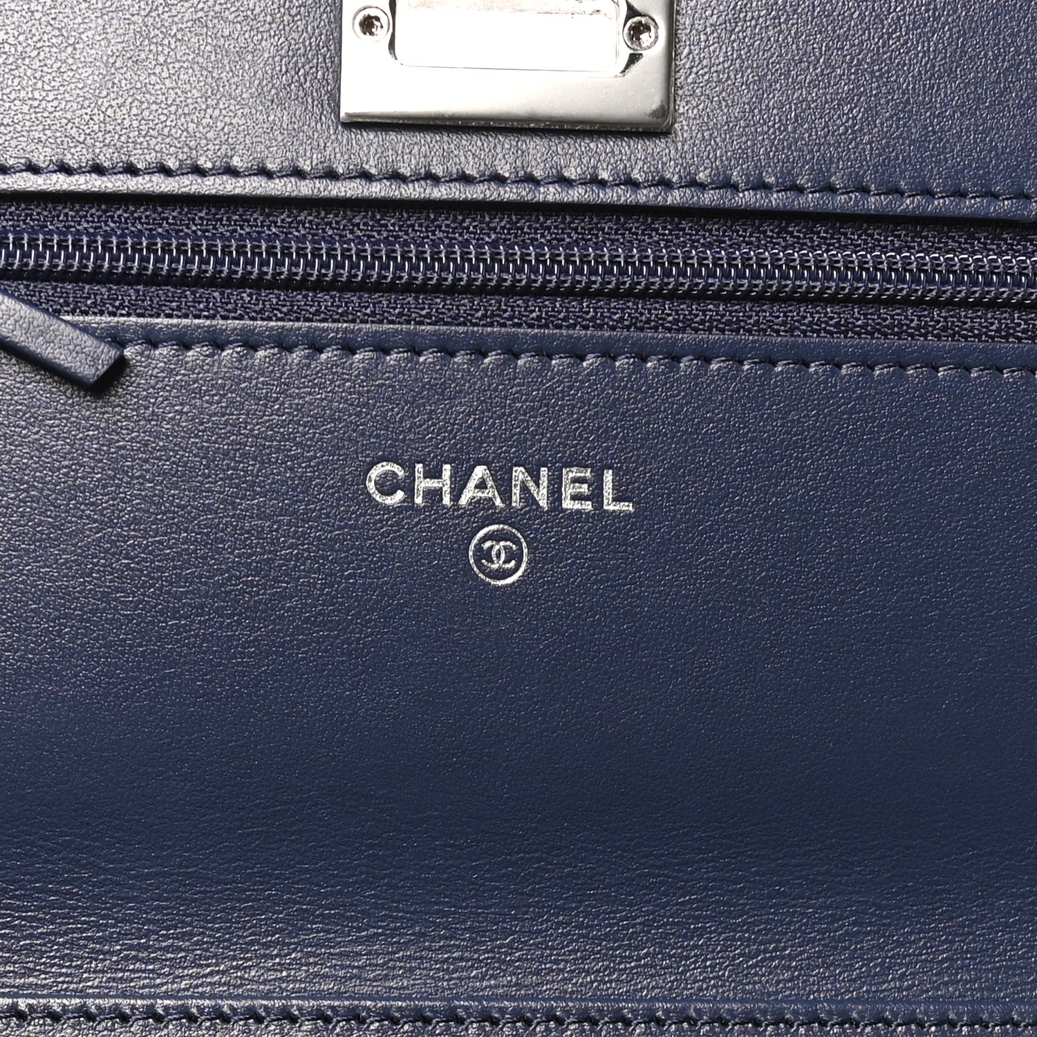 Chanel Canvas Printed Quilted 2.55 Reissue Wallet On Chain WOC White Black Navy Blue 5 of 9