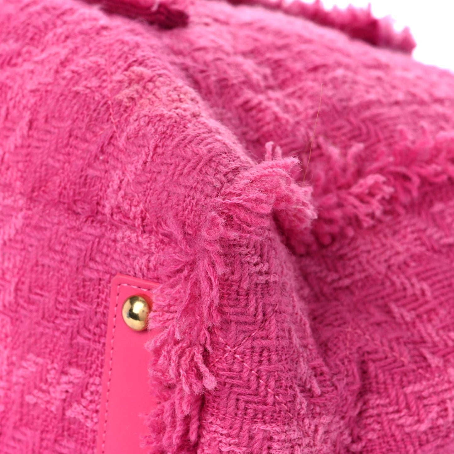 Wool Tweed Large Zipped Shopping Tote Pink