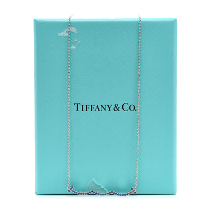 Tiffany 18K White Gold Blue Sapphire Wave Pendant Necklace 5 of 5