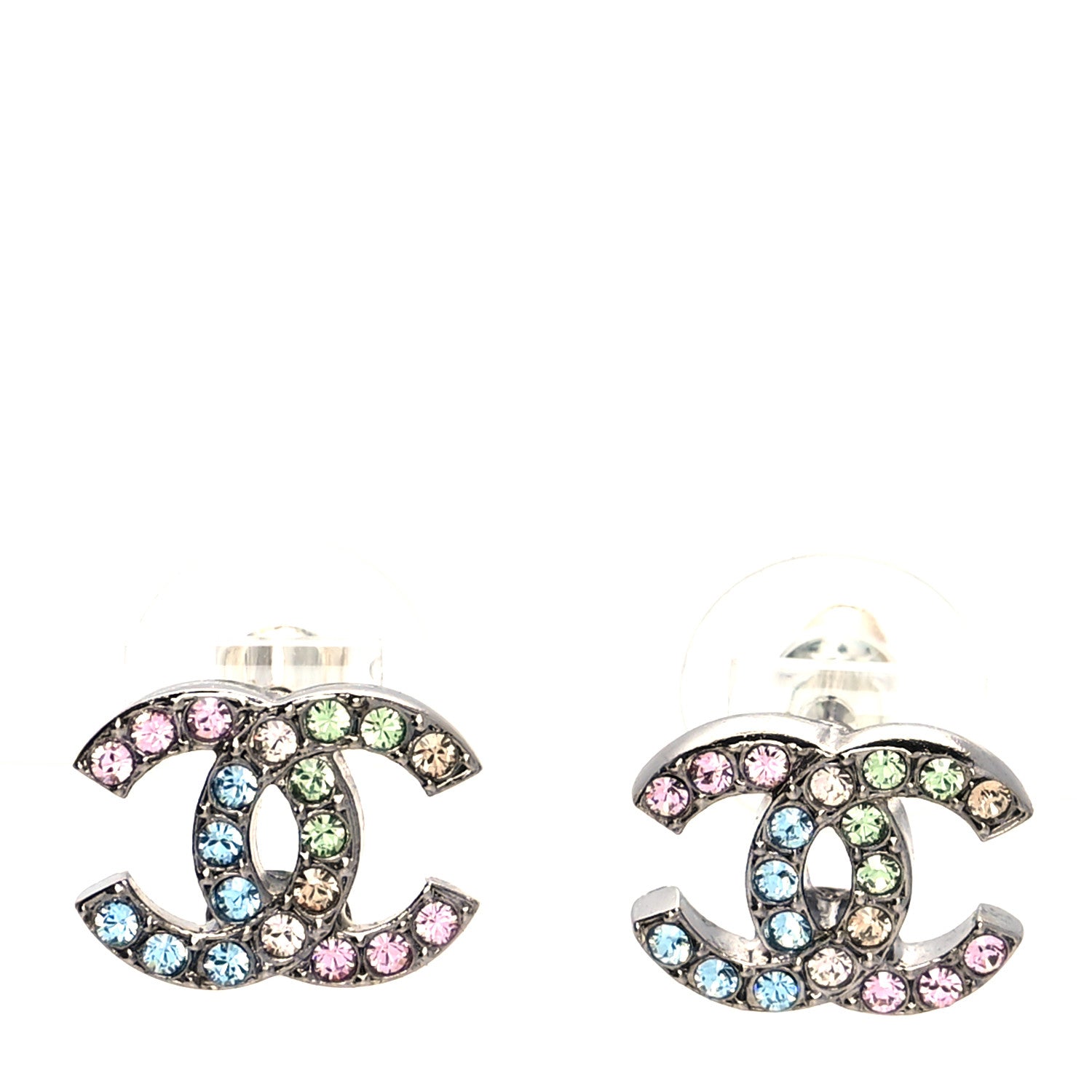 Chanel Ruthenium Crystal CC Earrings Multicolor 1 of 4