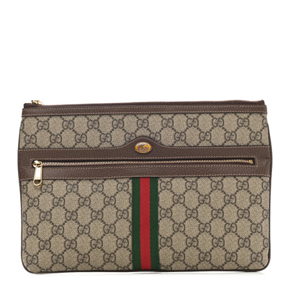 Gucci GG Supreme Monogram Large Ophidia Pouch Clutch Brown 1 of 8