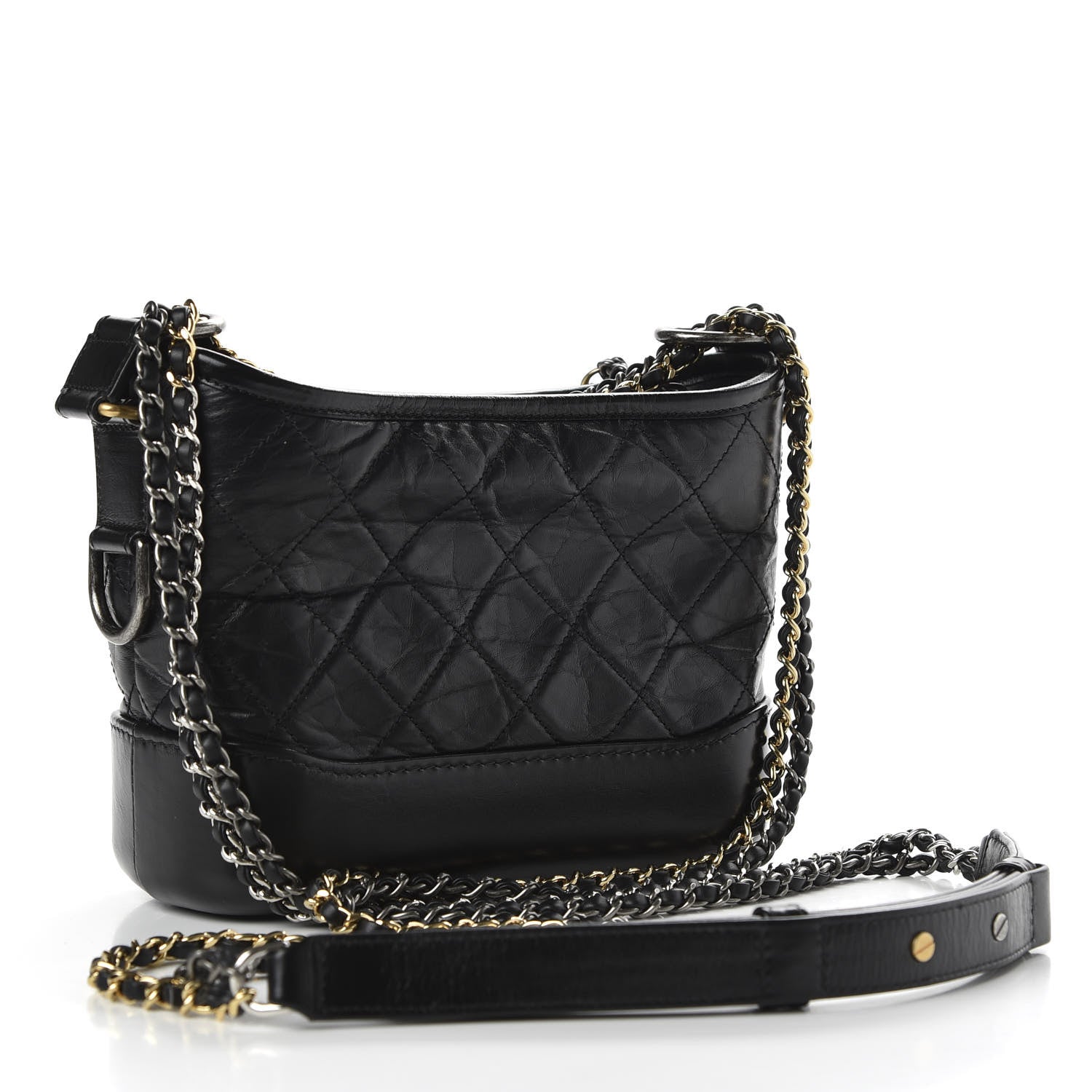 Chanel Aged Calfskin Quilted Small Gabrielle Hobo Black 3 of 10