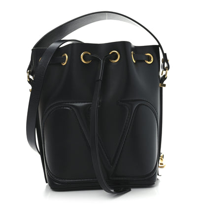 Valentino Garavani Calfskin Vlogo Walk Bucket Bag Black 1 of 9