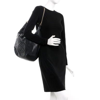 Gucci Pebbled Calfskin Medium Soho Chain Hobo Black 2 of 7